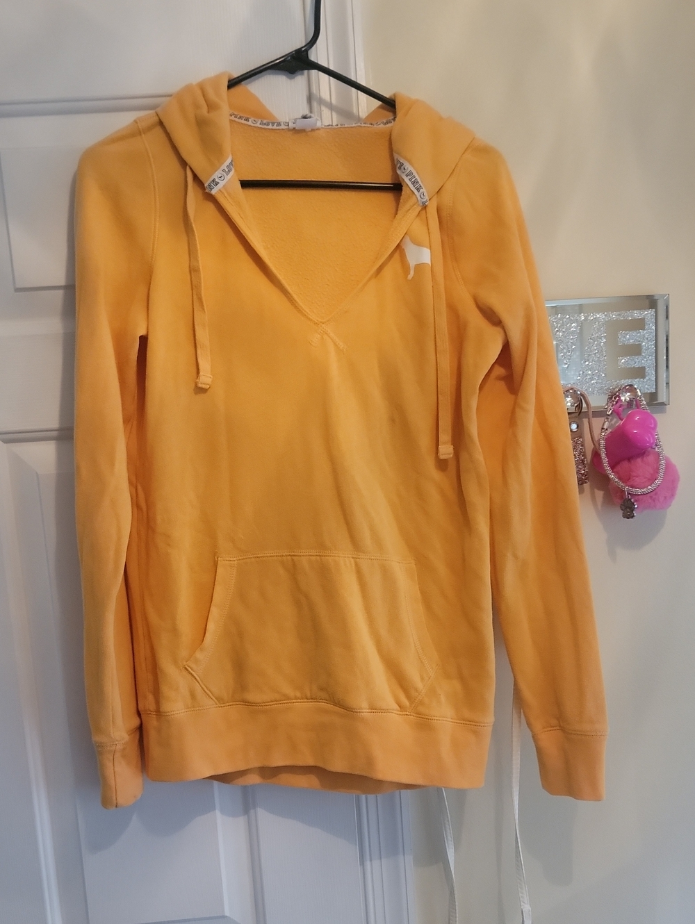 Victoria's Secret PINK. Bright Orange Long Length Hoodie. Small. Like New.